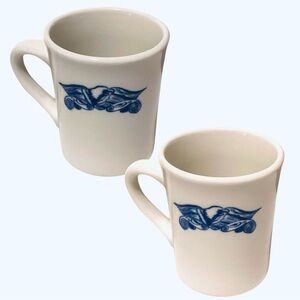 Vintage Syracuse Blue Bald Eagle Restaurant Coffee Mugs Cups Set Of 2 USA